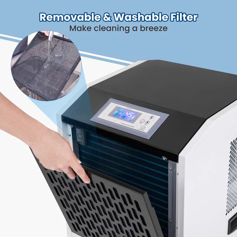 250 Pints Portable Commercial Dehumidifier with Drain Hose & 4 Wheels, Heavy Duty Industrial Dehumidifier for Basement Warehouse