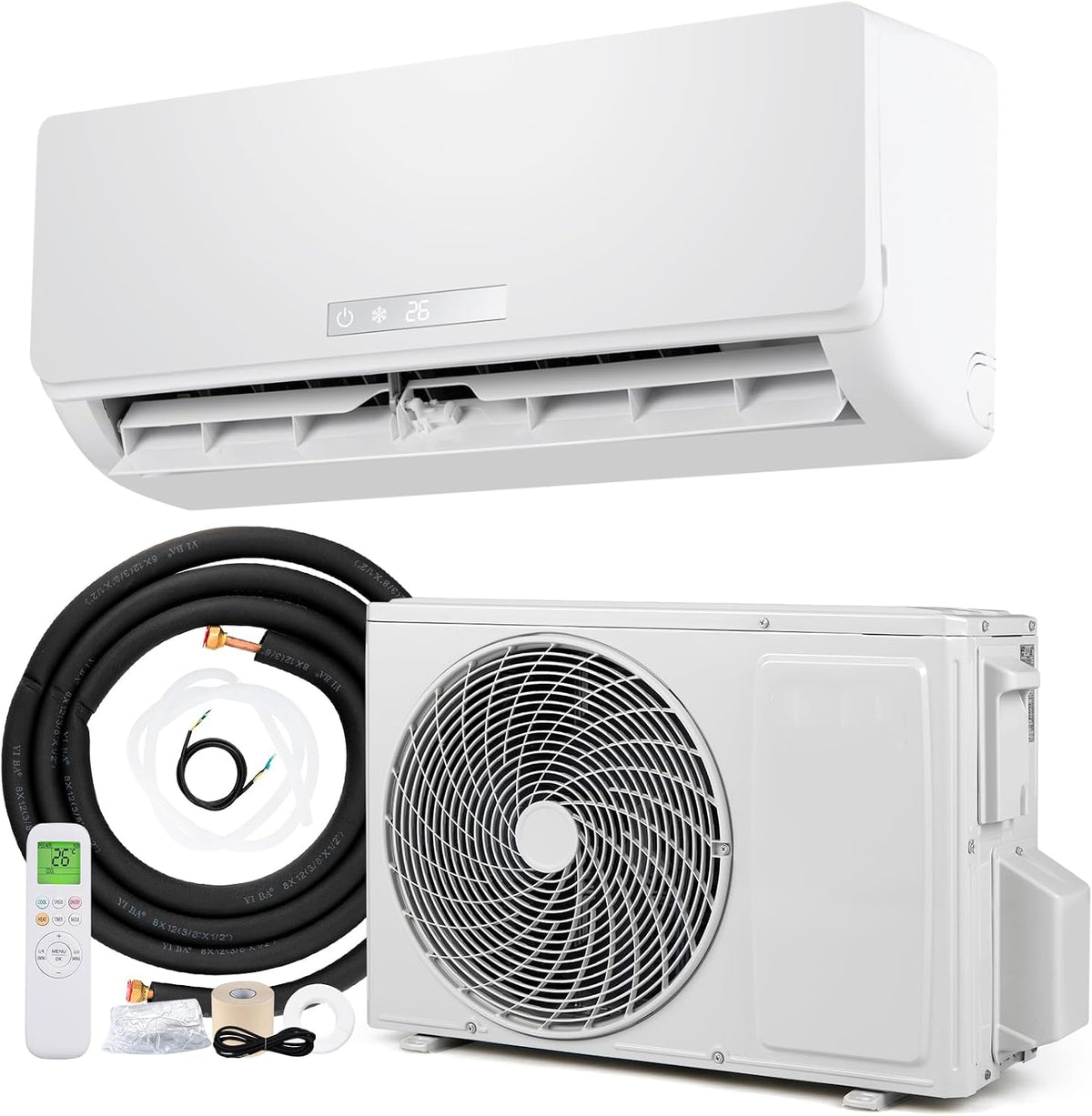 TANGZON 18000 BTU Air Conditioner Wall Split, 5 in 1 Air Conditioning Unit Heater Dehumidifier Air Purifier Fan with Heat Pump, Remote & Installation Kit, A++ Rating, Inverter, Wall AC Unit for 116㎡