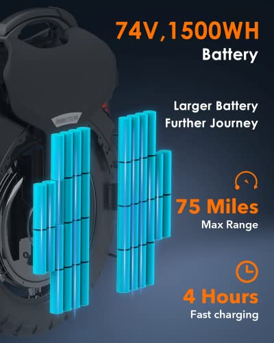 INMOTION V11 Electric Unicycle, 18′′ Self-Balancing, 3.35′′ Air Suspension, 1500Wh Battery, 34 MPH, 75-Mile Range