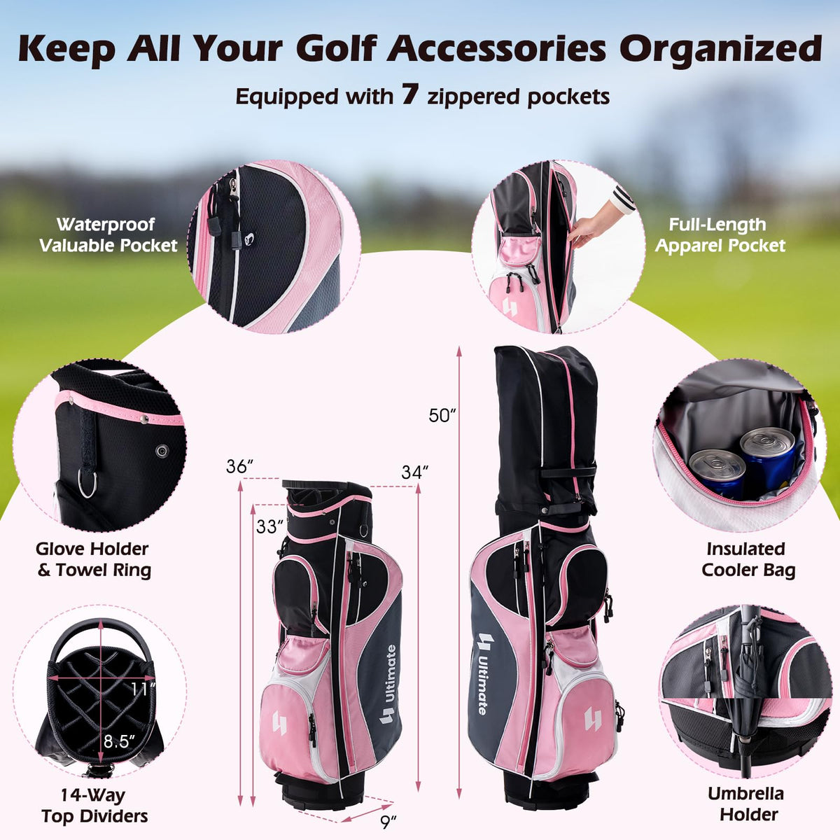 Complete Golf Club Set for Women, 11 PCS Right Handed Golf Clubs with 460CC