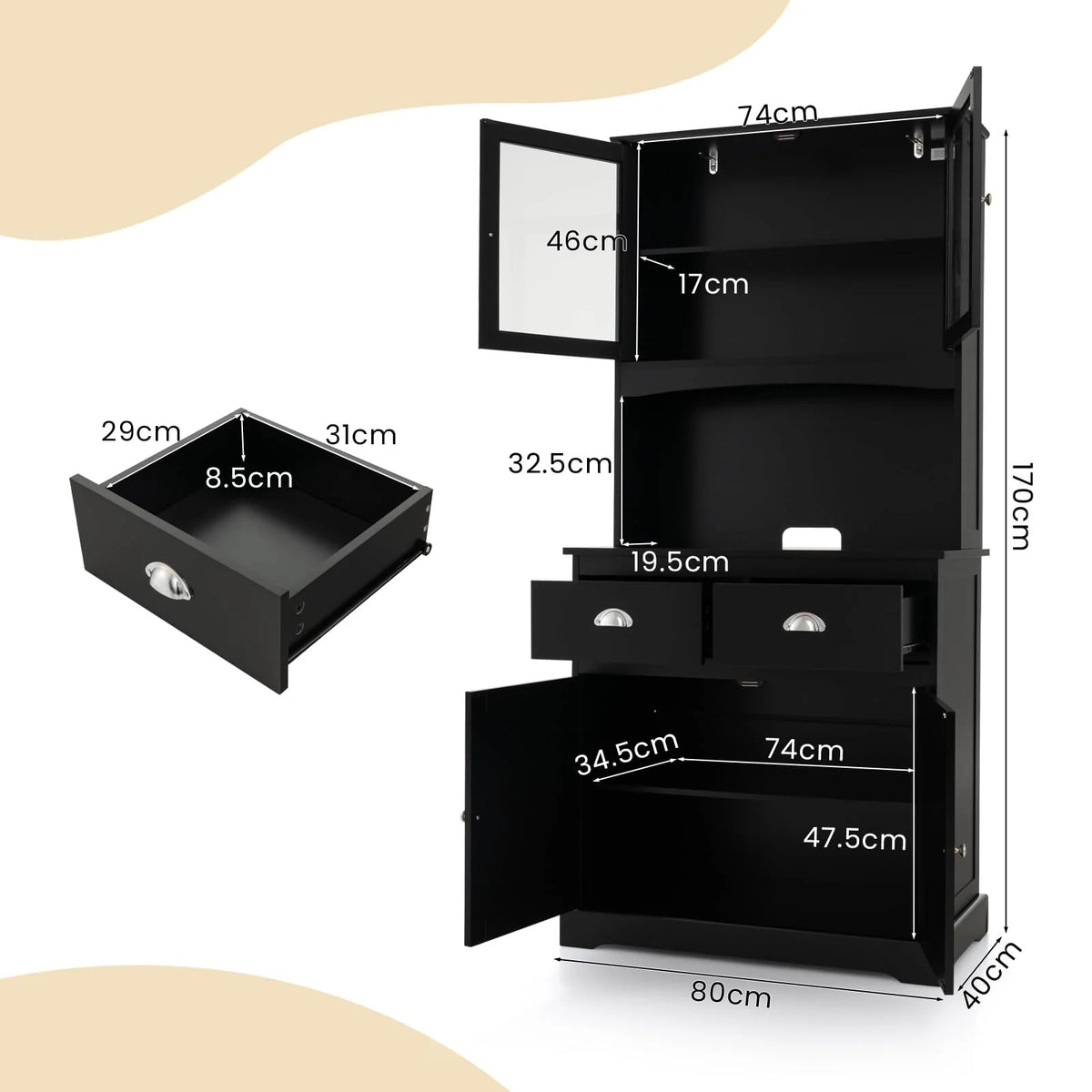 Giantex Kitchen Pantry Buffet Cabinet Storage Organizer