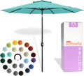 Midtown Umbrellas - The Lean 9 Ft Patio Umbrella with Fade-Resistant Sunbrella Fabric  Auto-Tilt Aluminum Frame and 8 Reinforced Ribs for Deck  Pool & Garden - Aruba Canopy  Black Pole