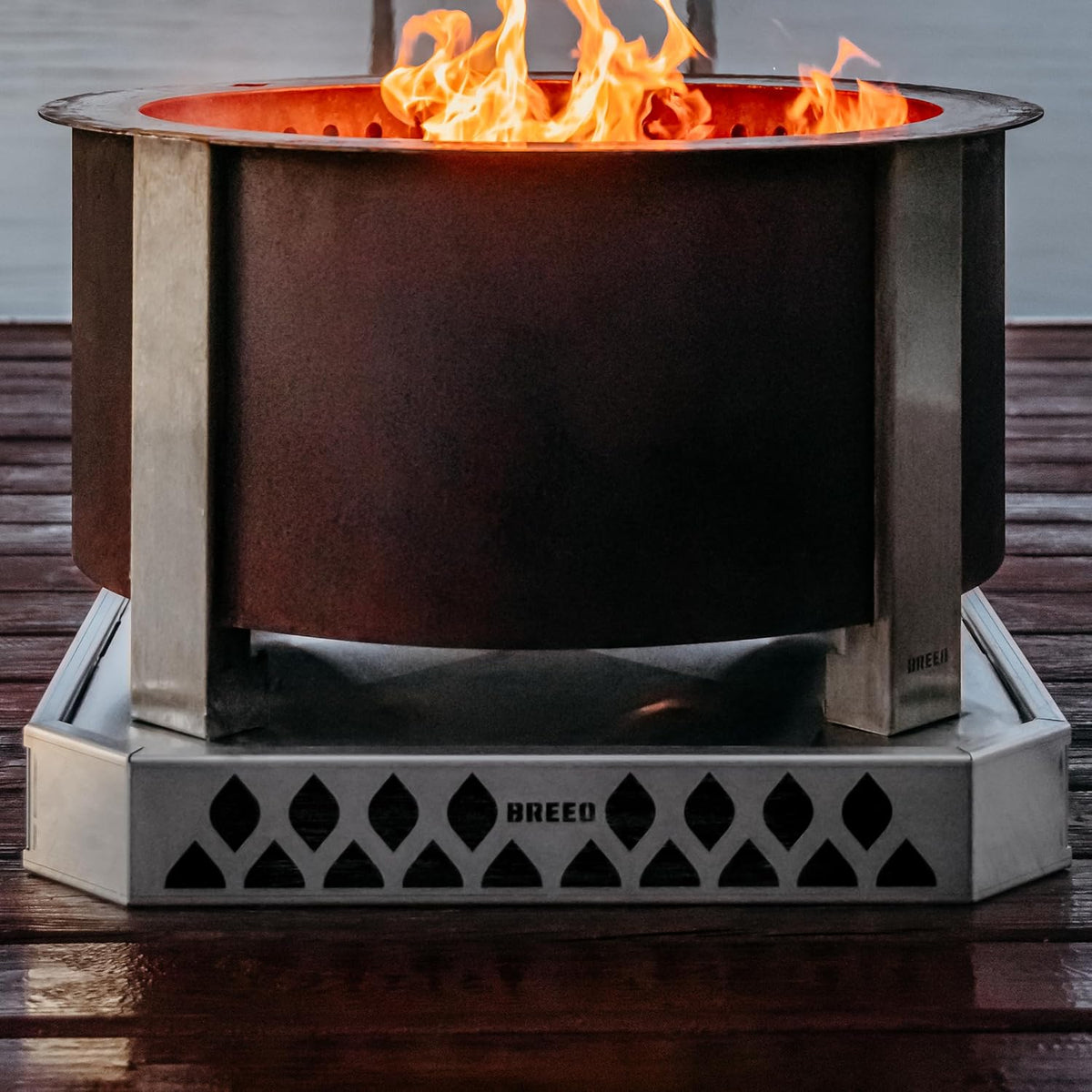 Breeo Base X24 (25.6 Inch) - Fire Pit Mat for Deck Protection - Multi Surface Safe - Superior Heat Protection and Airflow - Stainless Steel Fire Pit Accessory for Outside & Outdoor Surfaces - USA Made