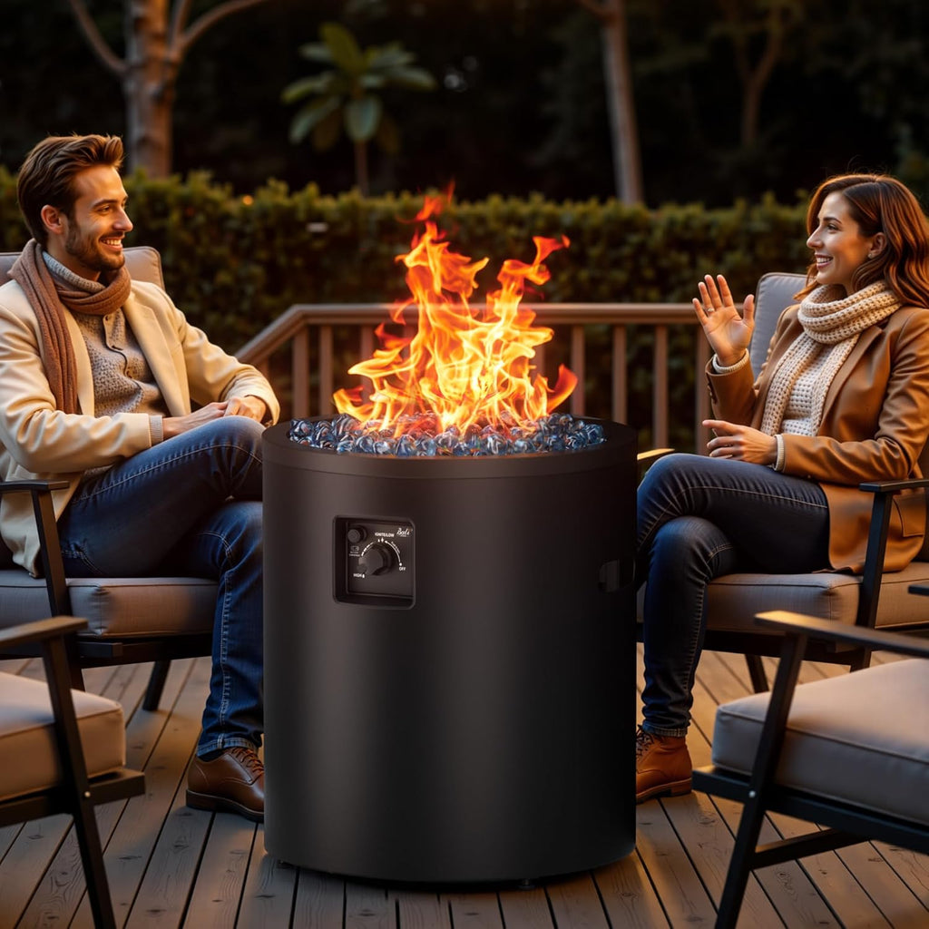 BALI OUTDOORS 50,000 BTU Propane Fire Pit Outside, 23 inch Outdoor Fire Pit Round, Black Firepits for Outside Patio, Garden, Backyard