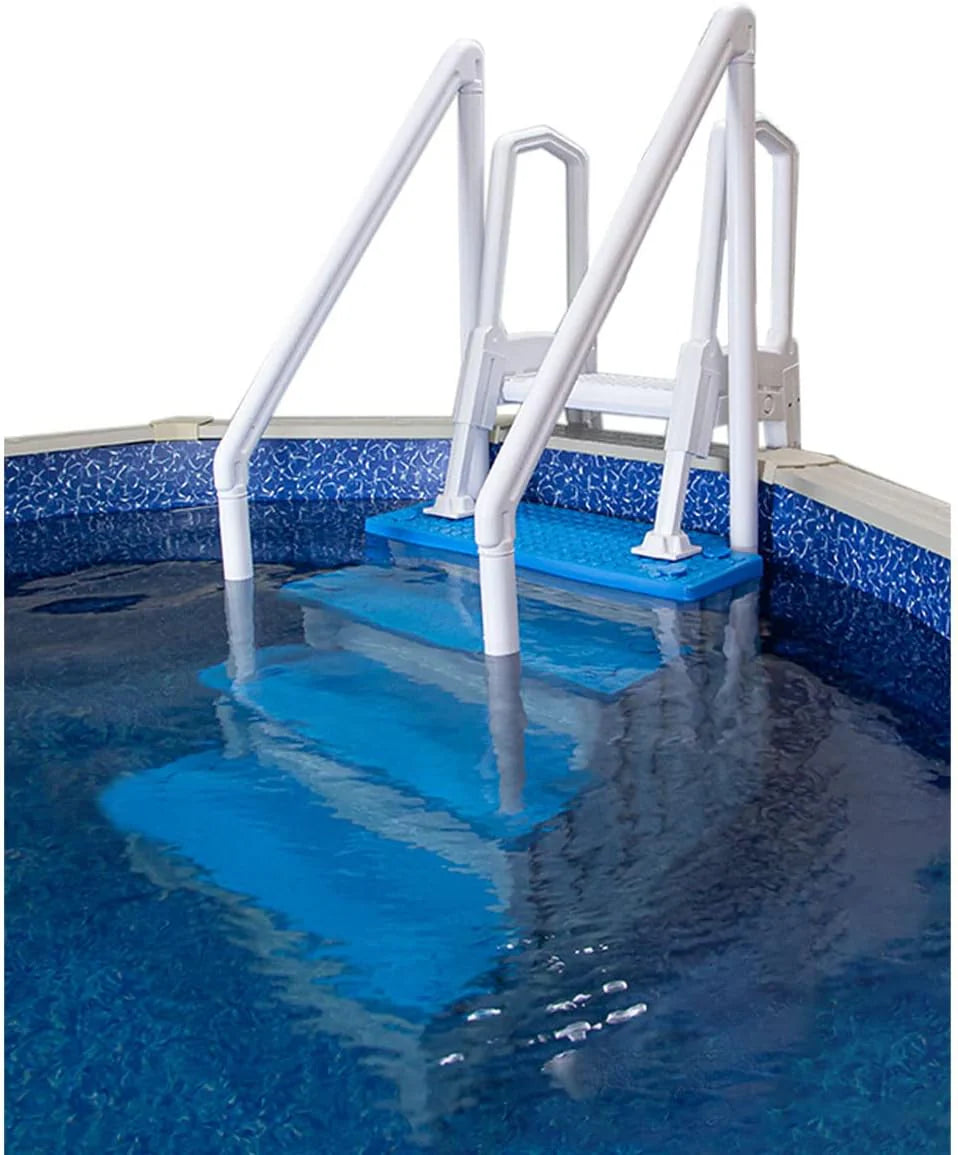 Select Anti-Slip in-Pool Steps | Gray | for Above Ground Swimming Pools | Can Mount to Decks 48" to 54" H | Safety Stairs Capacity Up to 300 lbs