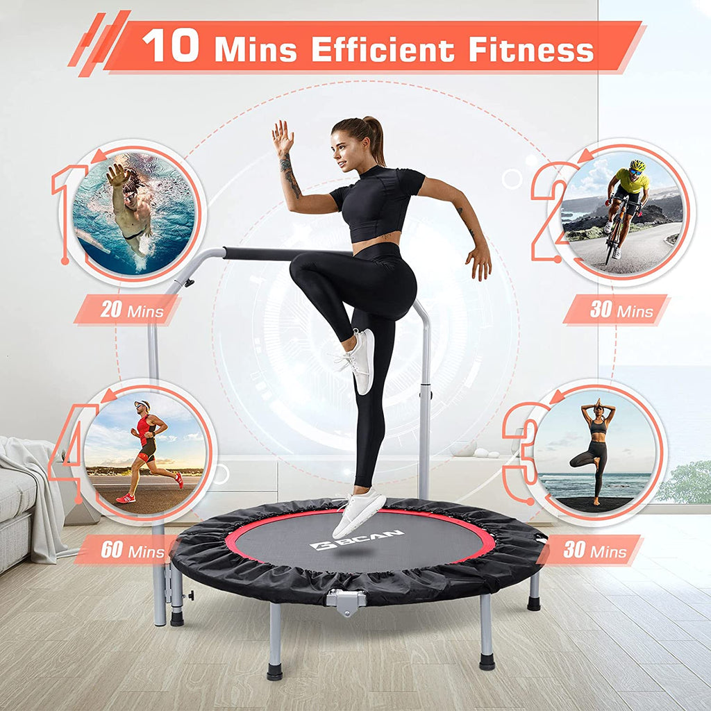 BCAN 40/48" Foldable Mini Trampoline，Workout Max Load 330lbs/440lbs