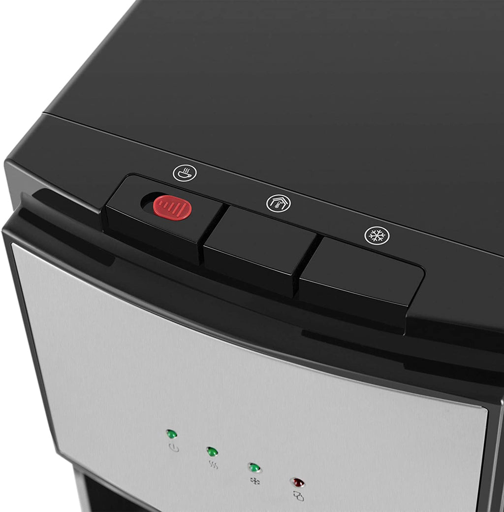 5 Gallon Water Dispenser Bottom Loading Hot Cold Water Cooler Stainless 3 Temperature Spouts