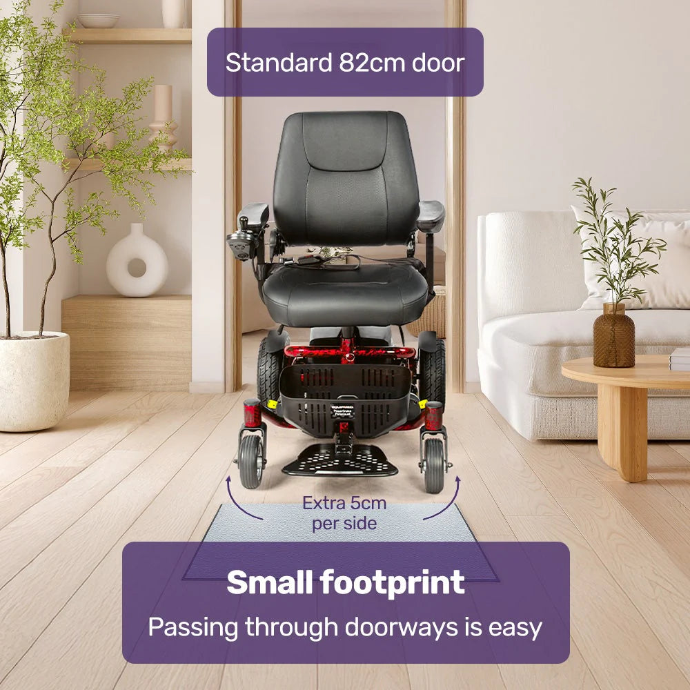 EQUIPMED Heavy Duty Electric Wheelchair, Up to 20km Range, Ultra-Comfortable, Great Turning Circle, Safe Stable Non-Slip Anti-Roll Back Power Chair, Red