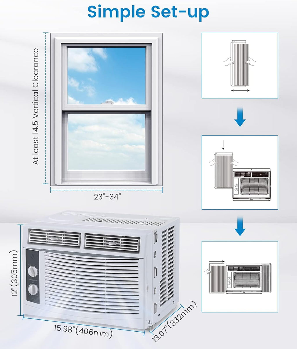 Smart 6000 BTU WiFi Window Air Conditioner, Window AC Unit with Remote and App Control, Timer Function and Easy Installation Kit, for Rooms up to 350