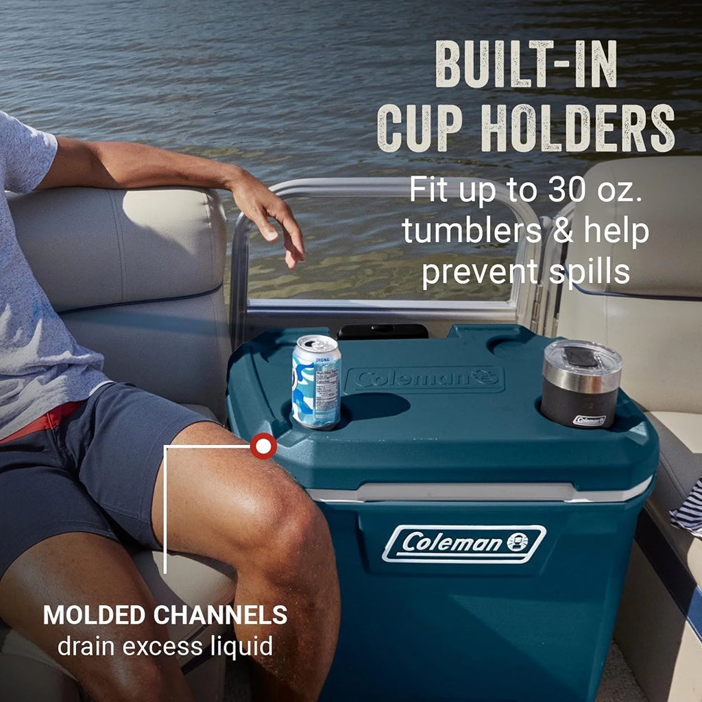 Coleman Classic Series Insulated Portable Wheeled Cooler, Leak-Resistant Outdoor Hard Cooler Keeps Ice up to 5 Days, 100-Quart