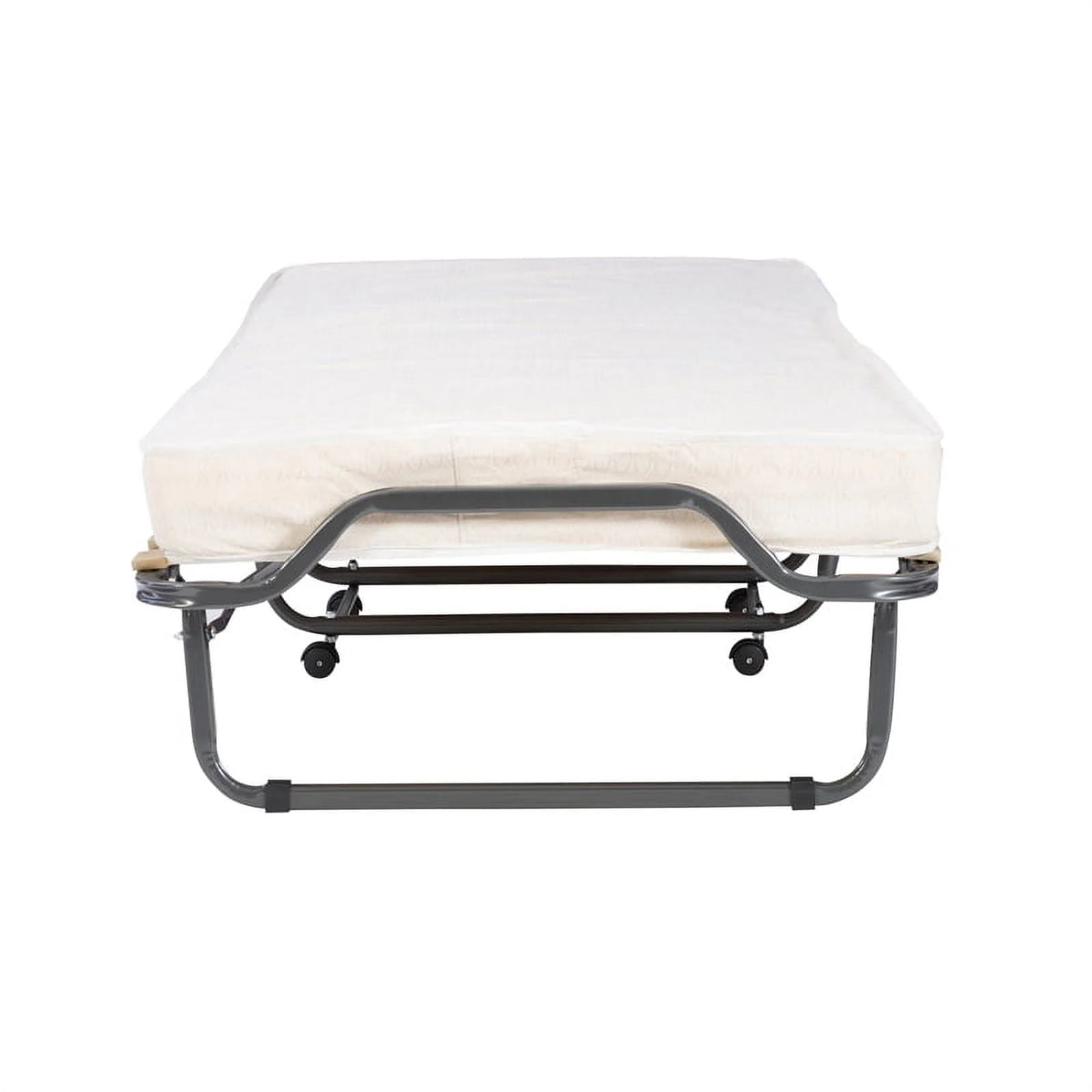 Riverbay Furniture Metal Folding Bed with Memory Foam Mattress in Beige