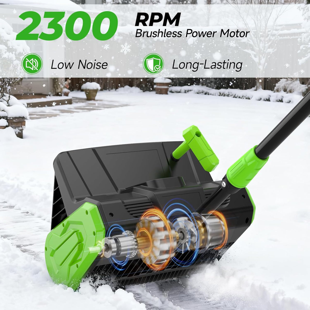 21V Cordless Snow Shovel  16-Inch Brushless Cordless Snow Blower with 2Pcs 3000mAh Recharge Batteries  Lightweight Electric Snow Plow for Driveway  Sidewalk & Patio Winter Snow Removal- No Wheels