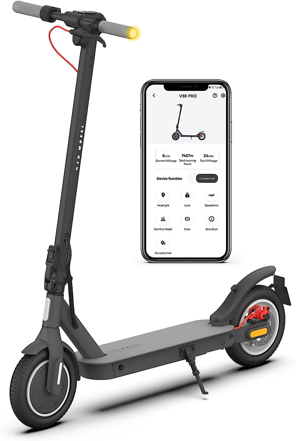 5TH WHEEL Foldable Electric Scooter with Turn Signals for Adults