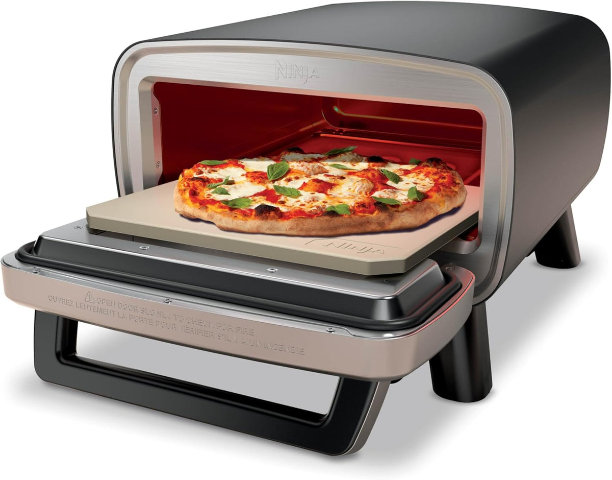 Ninja Artisan Outdoor Pizza Oven  12-inch  3-minute Pizza  Neapolitan  Thin Crust  New York Chicago  Custom  700F Max Temperature  Electric Heat  Bake  Broil  Proof  Warm  MO201