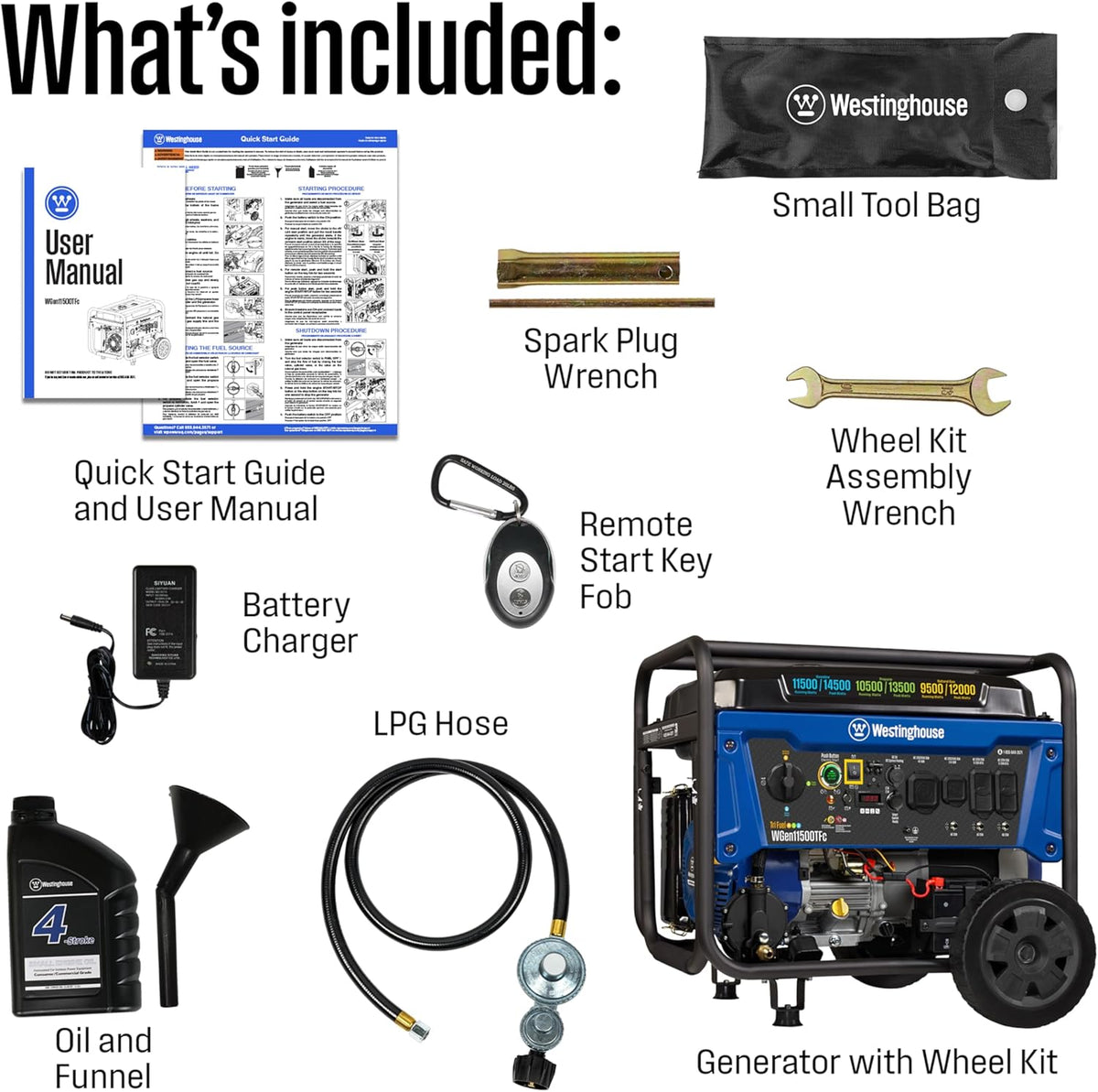 Westinghouse 14500 Peak Watt Tri-Fuel Home Backup Portable Generator  Remote Electric Start  Transfer Switch Ready  Gas  Propane  and Natural Gas Powered