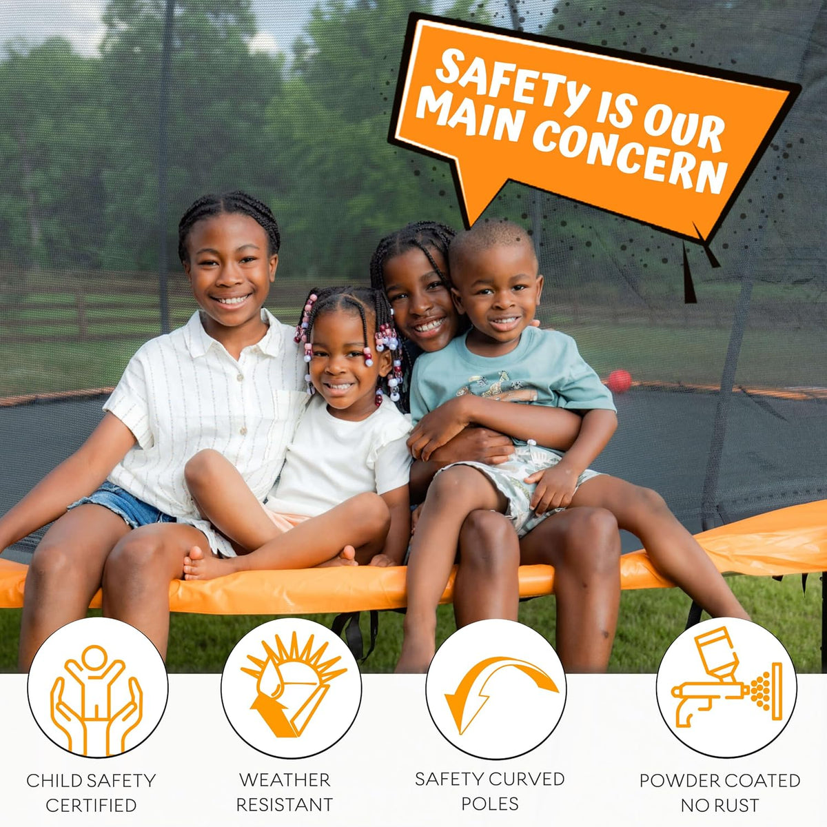 JUMPZYLLA Trampoline 8FT 10FT 12FT 14FT 15FT 16FT Trampoline with Enclosure - Recreational Trampolines with Ladder and AntiRust Coating, ASTM Approval Outdoor Trampoline for Kids