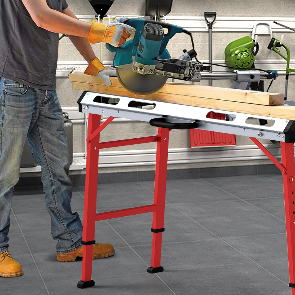 42" x 21" Portable Folding Welding Table, 1000 LBS Capacity Height Adjustable Weld Workbench with 2 Bar Clamps, 8 Tool Slots, Carrying Handle