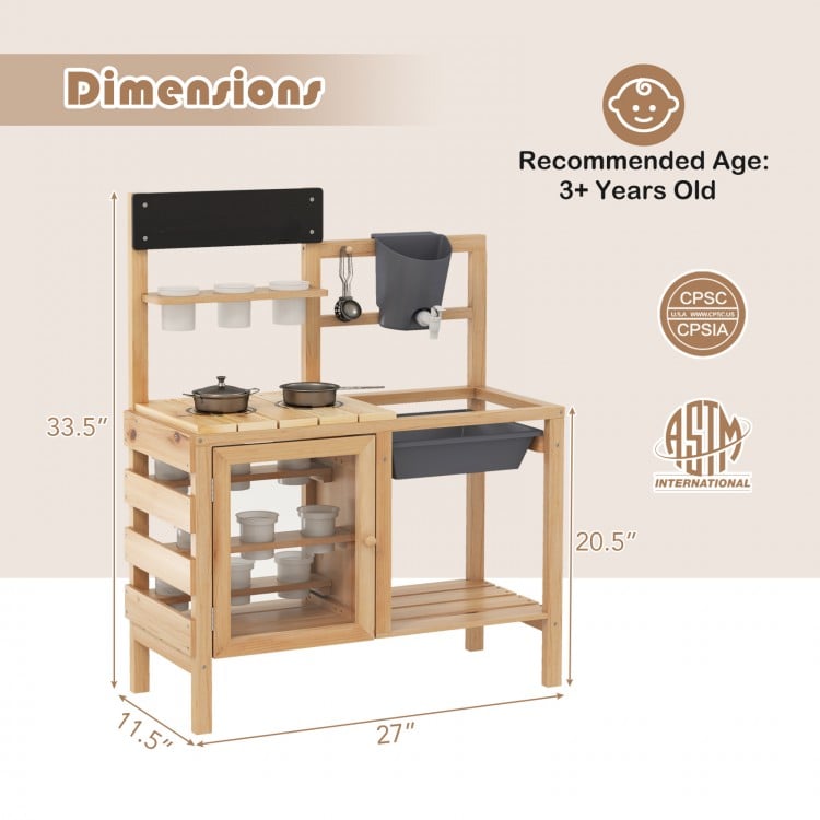 Mud Kitchen Playset with Sink and Plants Observation Room