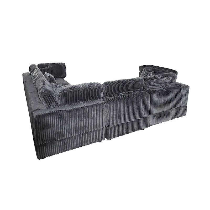 Oversized 6-Piece Corduroy Upholstered L-Shaped Modular Sectional Sofa, DIY Combination