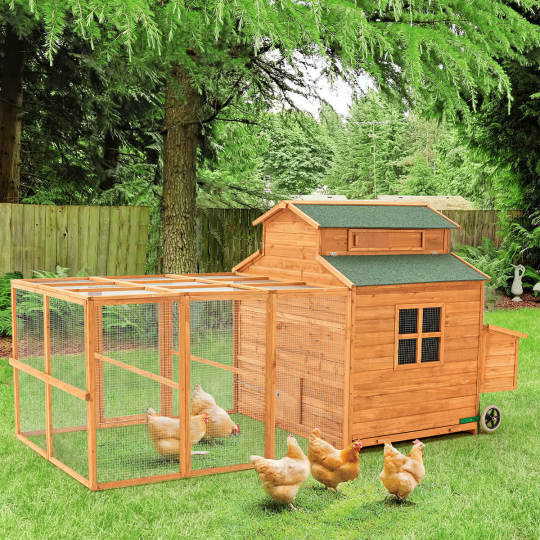 56?? Outdoor Weatherproof Wooden Chicken Coop, with nesting box, galvanized wire, asphalt roof and removable tray