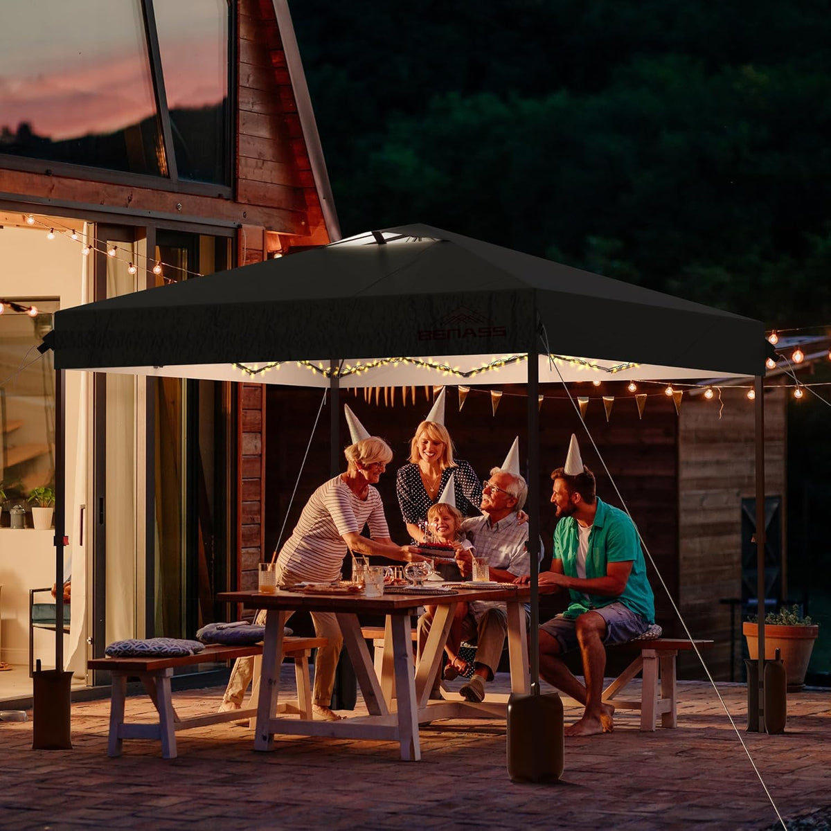 10x10 Pop Up Canopy with Sidewalls  Easy Up Canopy Tent  Heavy Duty Tents for Parties  One Person Set Up Event Tent  Black