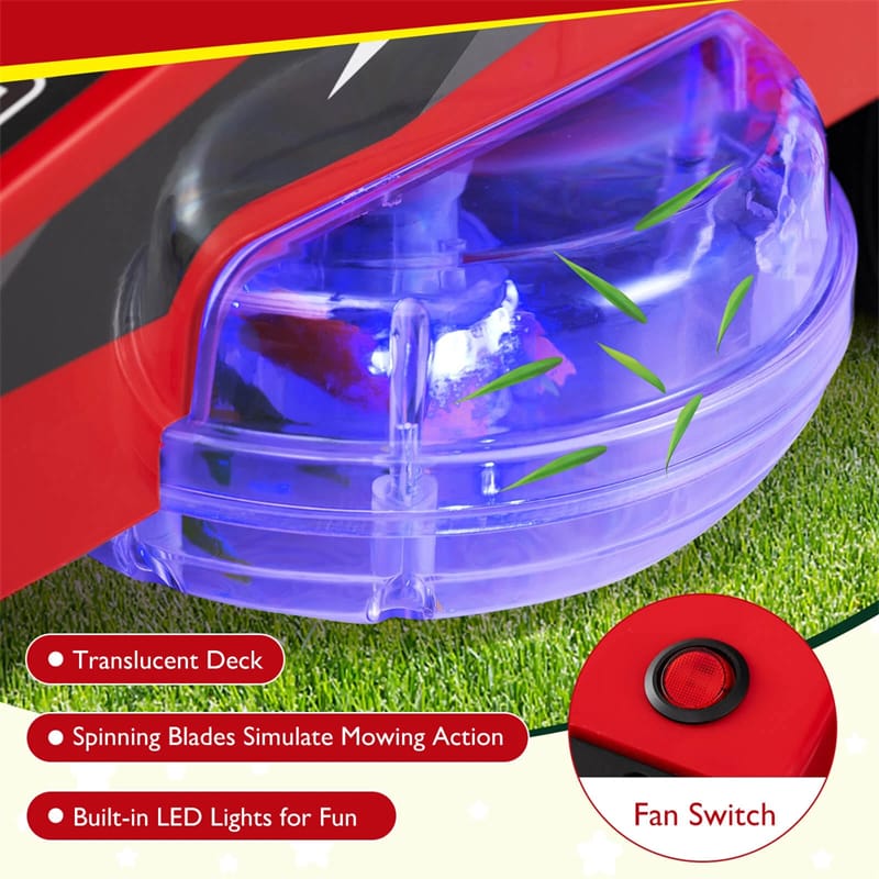 12V Kids Ride-On Lawn Mower with 360�� Twist & Turn, Dual Control Sticks, LED Lights, Toddler Electric Car Toy for Boys & Girls Aged 3-8