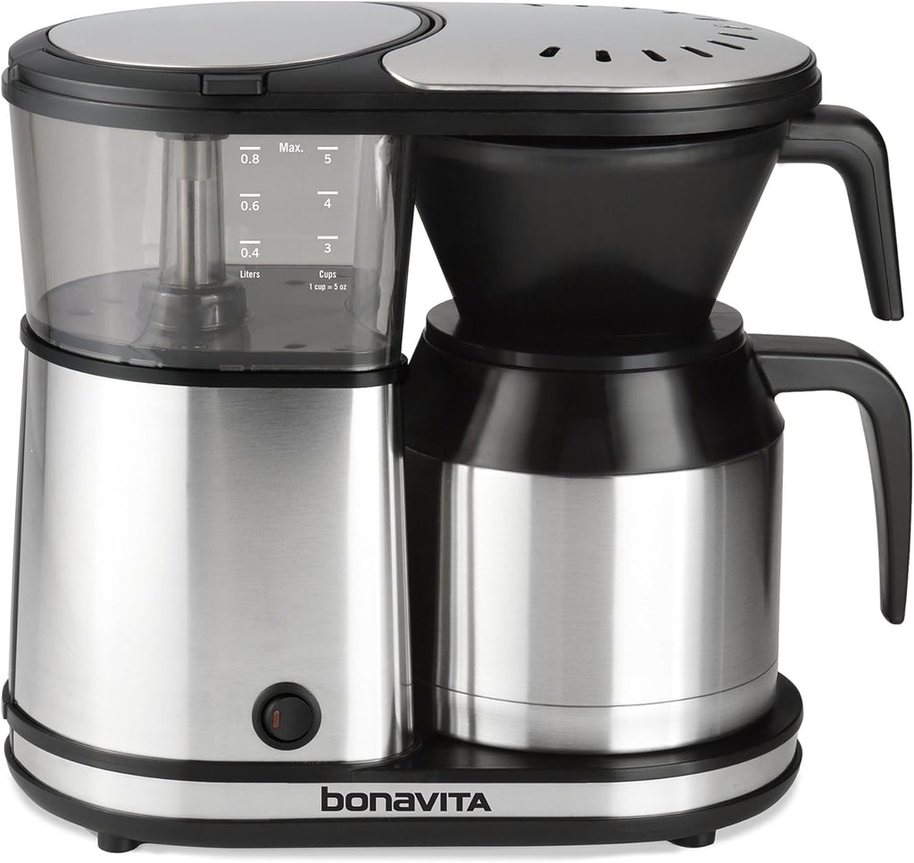 Bonavita 5 Cup Drip Coffee Maker Machine, One-Touch Pour Over, Auto Pause Brewing with Stainless Steel Double Wall Thermal Carafe, SCA Certified, Dishwasher Safe, BV1500TS