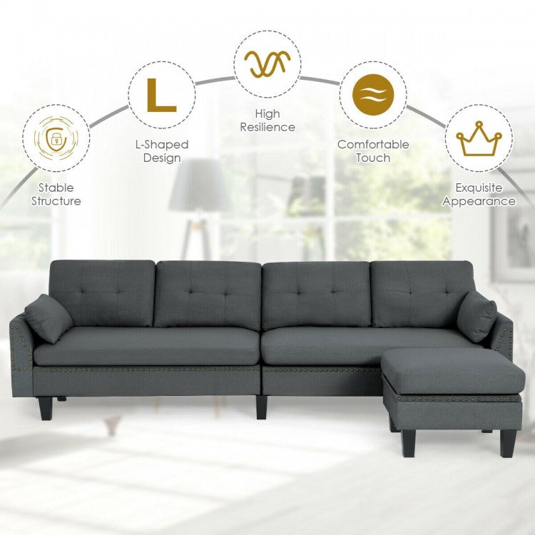 Reversible Sectional Sofa Couch L-Shaped Sofa Couch with Ottoman