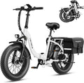 2.0 Electric Bike for Adults, Peak 1400W Peak Motor Ebike, 45KM/H Max Speed [20"*4 Fat Tire All-Terrain] 600Wh Removable Battery Folding Step-Thru E Bike with Front Suspension
