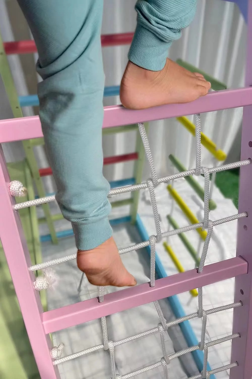 Avenlur Magnolia Indoor Playground 6-in-1 Jungle Gym Montessori Waldorf Style Wooden Climber Playset Slide, Rock Climbing Wall, Rope Wall Climber, Monkey Bars, Swing for Toddlers, Children Kids 2-8yrs