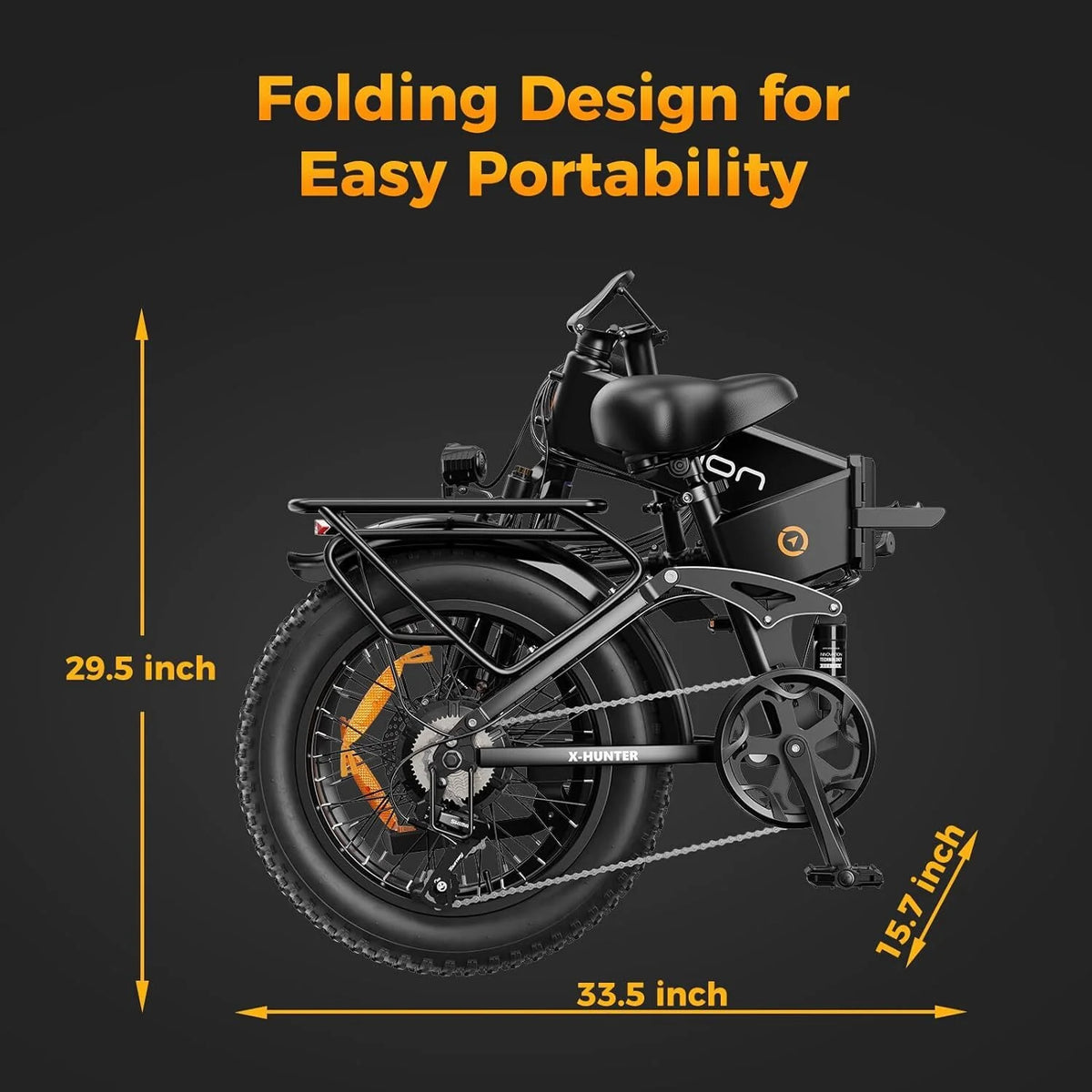 Jasion X-Hunter Electric Bike for Adults, 750W Motor Electric Bicycle with 48V 13AH Removable Battery, 20" x4.0 Fat Tire Folding Ebike, Full Suspension, 7-Speed Bicycles