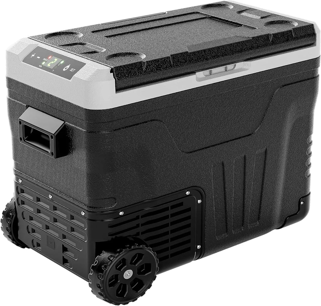 12 Volt Refrigerator, 53QT(50L) Electric Cooler, Portable Freezer 12V/24V DC 110-240V AC, 12V Fridge -4�H~68�H, 12V Cooler with Wheels & 2 Baskets for Travel, Truck, Boat, Camping