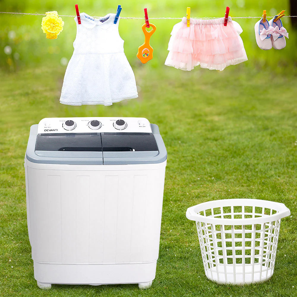 Devanti 5KG Twin Tub Portable Washing Machine White