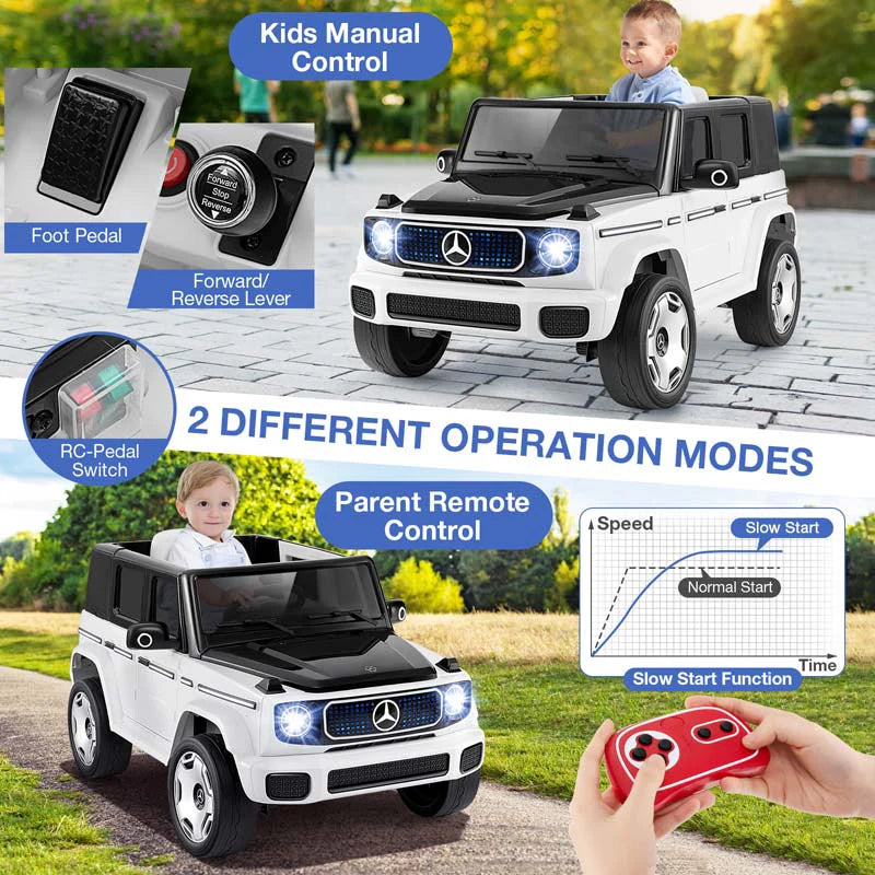 12V 4WD Kids Ride On Car, Licensed Mercedes-Benz EQG Battery Powered Electric Vehicle with Remote Control & Music