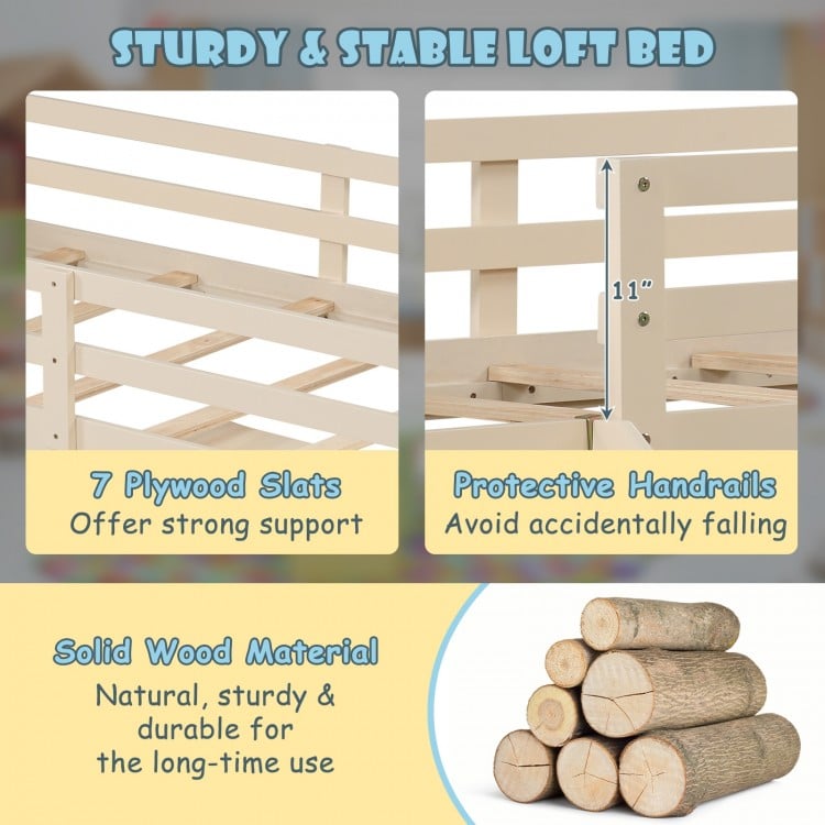3-In-1 Twin Loft Bed with Slide Ladder Drawers for Kids Teens