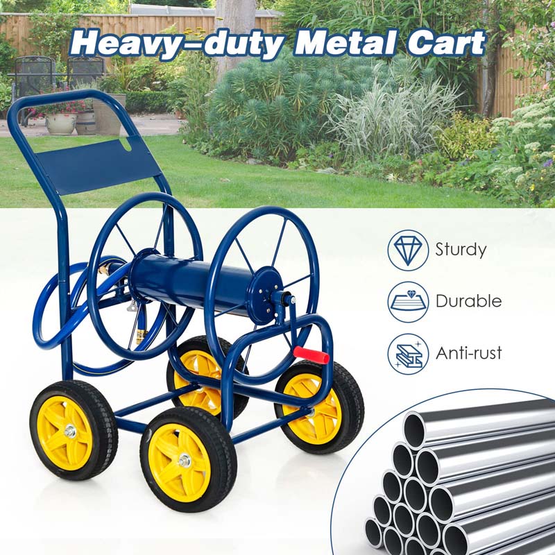 Garden Hose Reel Cart Holds 330 FT of 3/4" or 5/8�?& 400 FT of 1/2" Hose, Heavy Duty Yard Water Planting Cart