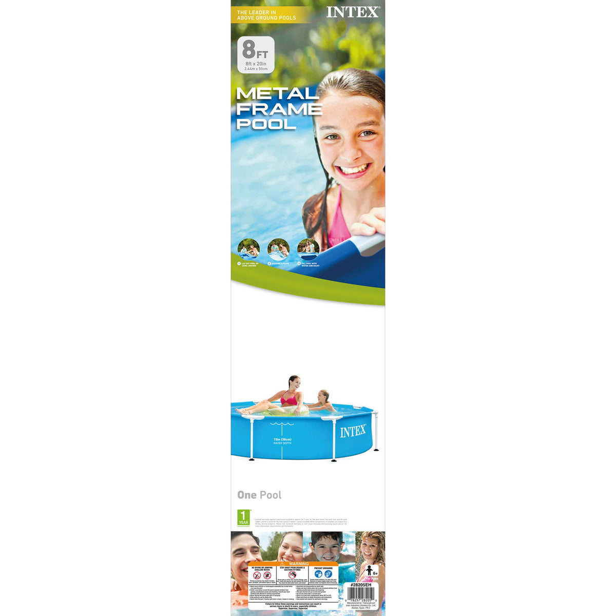 28205EH 8  X 20  Rust Resistant Durable Steel Frame Swimming Pool, Metal Frame Pools, Round