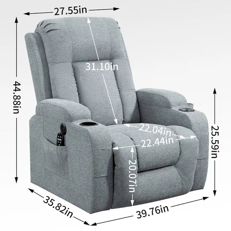 Lazy Boy Power Lift Recliner Chair, Modern Single Motor Massage Sofa Chair with Lumbar Heating, USB Charging Port, Cup Holders