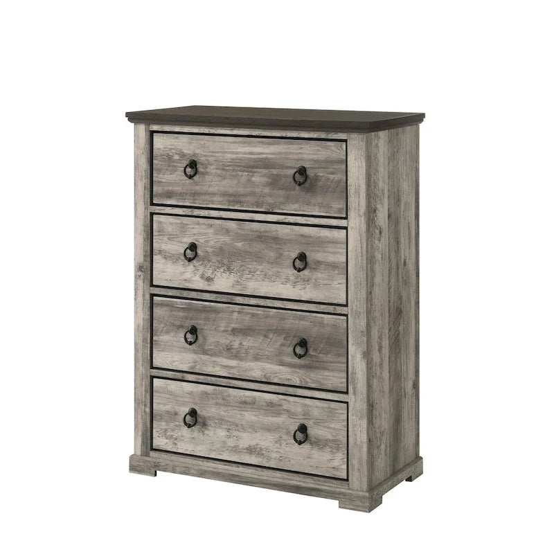 Aimon 5 Piece Gray Rustic Panel Bedroom Set