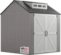 Rubbermaid Resin Outdoor Storage Shed With Floor (7 x 7 Ft) Weather Resistant Gray Organization for Home/Backyard/Garden Tools/Lawn Mower/Bike Storage/Pool Supplies