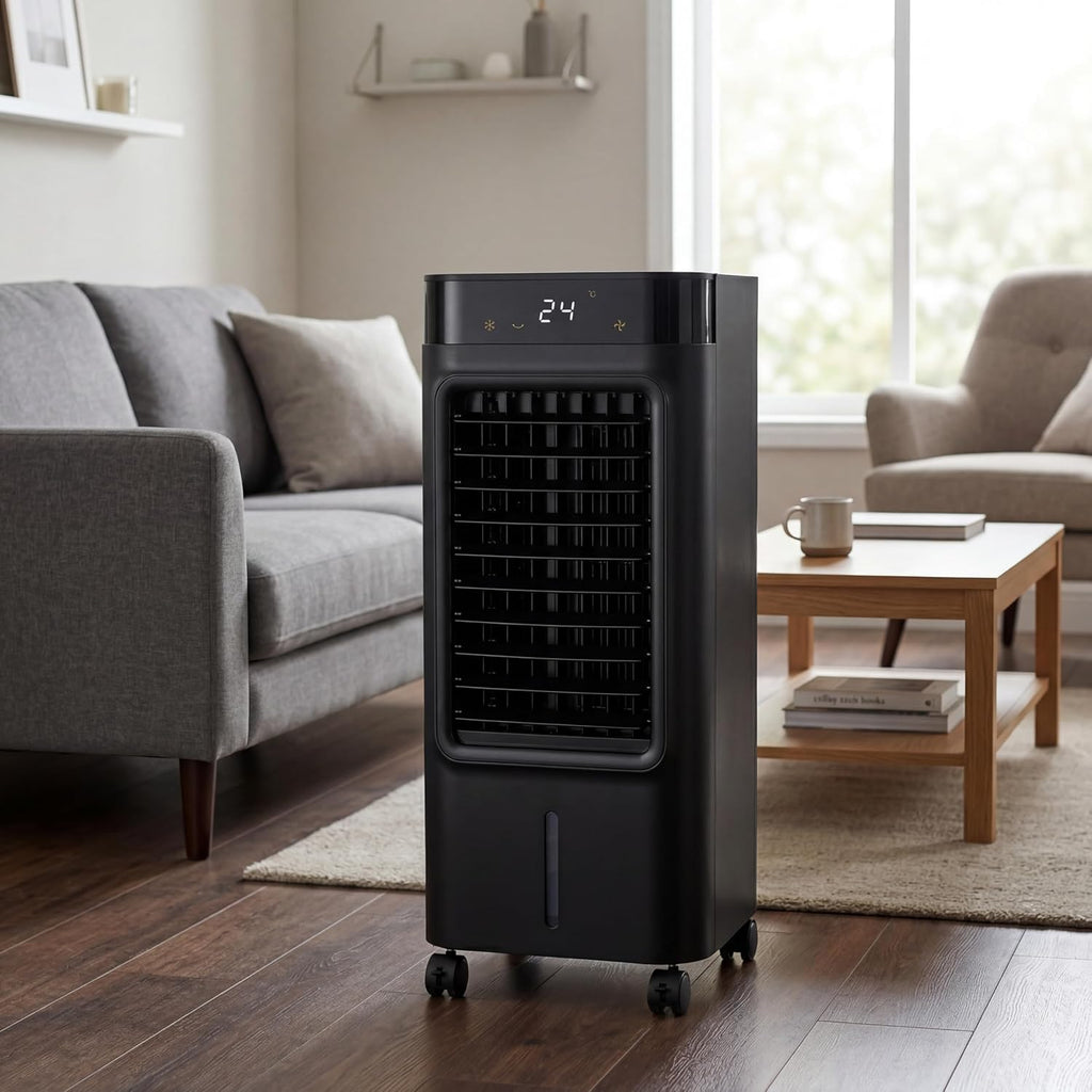 Air Pro Air Cooler 3-in-1, 8L Capacity, Remote Control, Portable Evaporative Air Cooling, 12-Hour Timer 3 Speeds, Oscillating Cooling Fan Air Conditioning with Ice Packs for Home Office