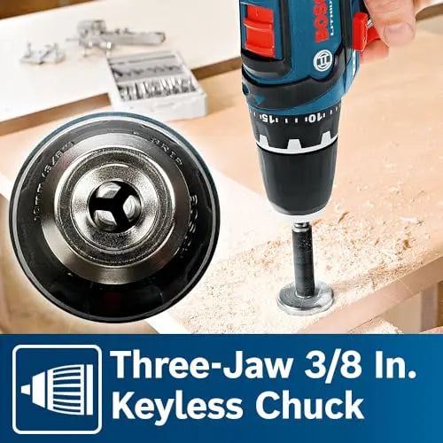 BOSCH CLPK22-120 12V Max Cordless 2-Tool 3/8 in. Drill/Driver and 1/4 in. Impact Driver Combo Kit with 2 Batteries, Charger and Case,Blue