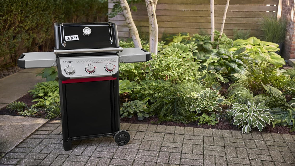Weber Spirit E-325 Liquid Propane Gas Grill for Outdoor Cooking and BBQ  3 Burners and 2 Boost Burners  Black – Porcelain-Enameled Cast-Iron Grates  Sear Zone