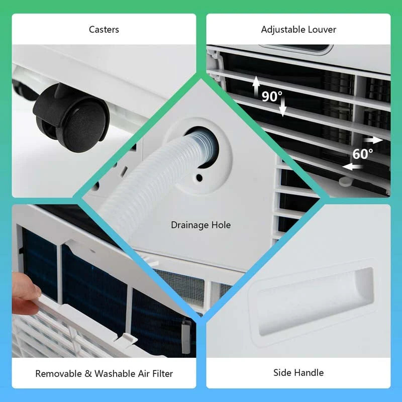 10000 BTU 3-in-1 Portable Air Conditioner Air Cooler Fan Dehumidifier with Remote Control, 24H Timer, Child Lock