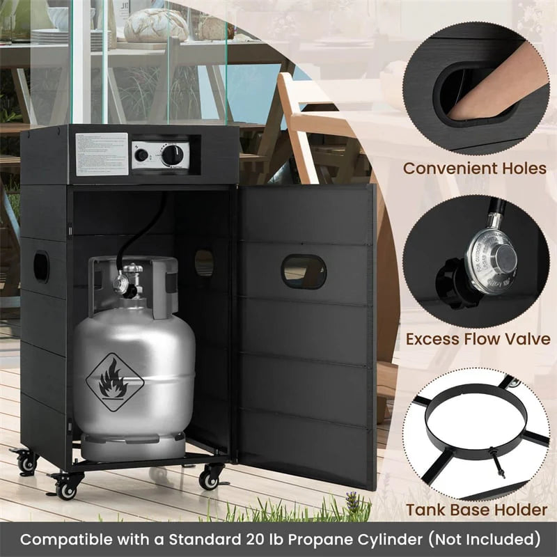 40,000 BTU Outdoor Propane Patio Heater with Tempered Glass Tube, Wheels & Cover, CSA Certified Stainless Steel Burner for Porch, Backyard