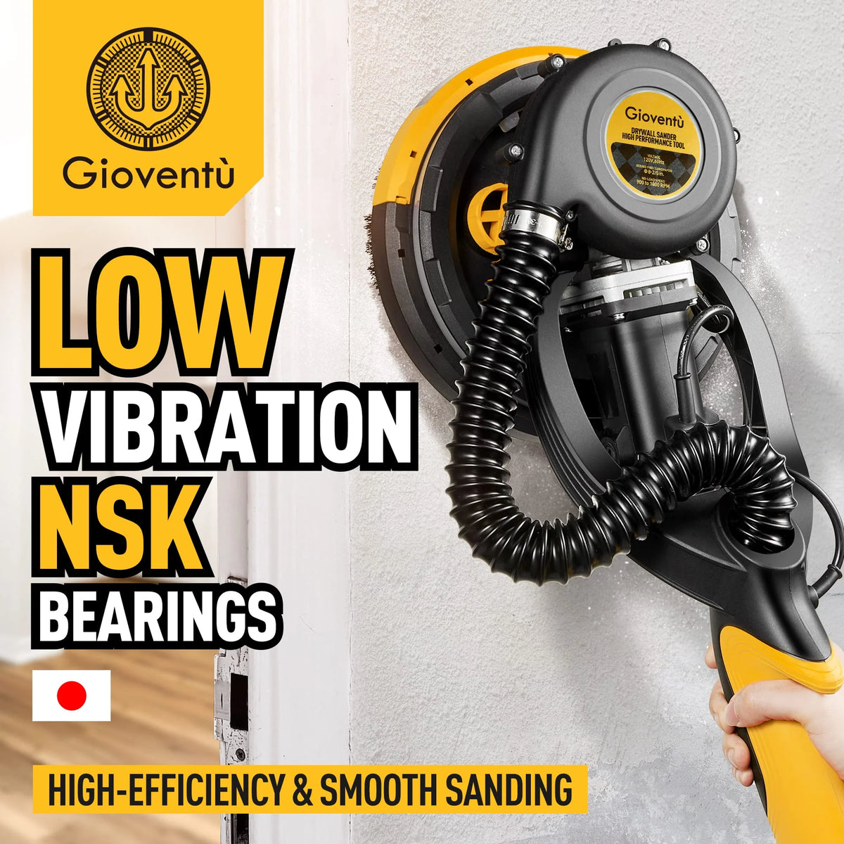 Giovent?? Electric Drywall Sander with Vacuum for Popcorn Ceiling