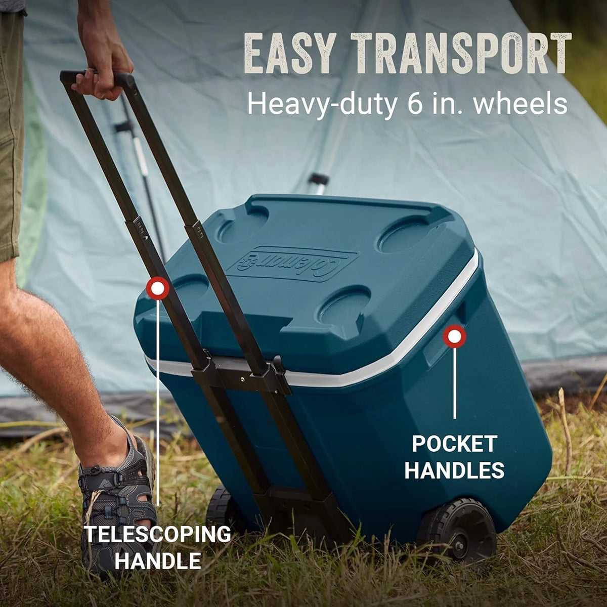 Coleman Classic Series Insulated Portable Wheeled Cooler, Leak-Resistant Outdoor Hard Cooler Keeps Ice up to 5 Days, 100-Quart
