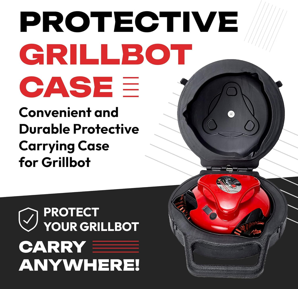 Grillbot Automatic Grill Cleaning Robot with Nylon Brushes  BBQ Grill Cleaner  Grill Brush  Grill Scraper  BBQ Accessories (Red Grillbot + Carry Case)