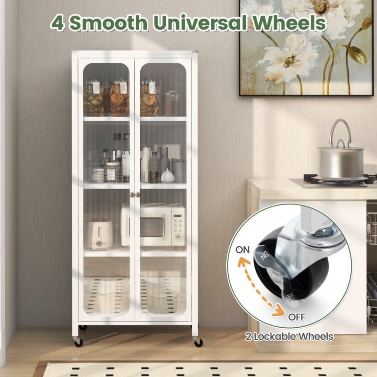 Storage Cabinet with Wheels and Adjustable Shelves