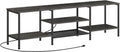 TV Stand with Power Outlets to 75 Inches, TV Console Table with Open Storage Shelves Cabinet, Industrial Media Entertainment Center for Living Room Bedroom, Rustic Brown and Black BF60DS01